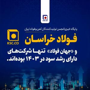 «فولاد خراسان» و «جهان فولاد»  تنها شرکت‌‌های دارای رشد سود در ۱۴۰۳