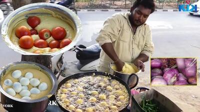 طرز تهیه پیاز و تخم مرغ سوخاری / غذای خیابانی تخم مرغ بوندا