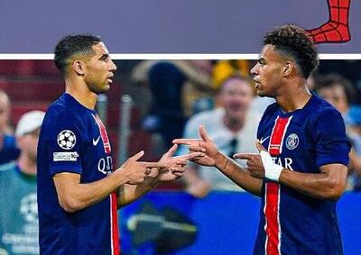 اسپایدرمن در زمین فوتبال! + عکس | حکیمی و دوئه؛ نسخه زنده اسپایدرمن‌ها در لباس PSG