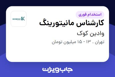 استخدام کارشناس مانیتورینگ در وادین کوک