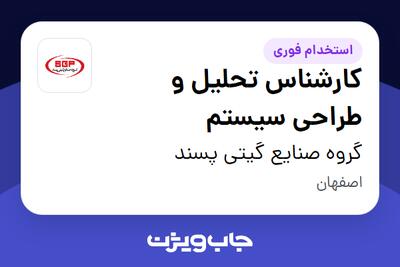 استخدام کارشناس تحلیل و طراحی سیستم در گروه صنایع گیتی پسند