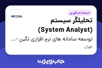 استخدام تحلیلگر سیستم (System Analyst) در توسعه سامانه های نرم افزاری نگین - توسن
