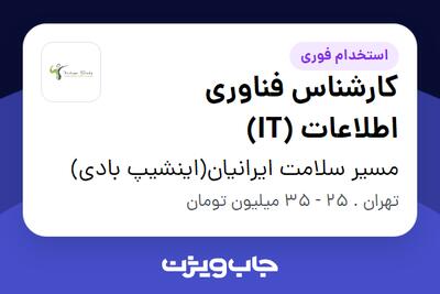 استخدام کارشناس فناوری اطلاعات (IT) - خانم در مسیر سلامت ایرانیان(اینشیپ بادی)