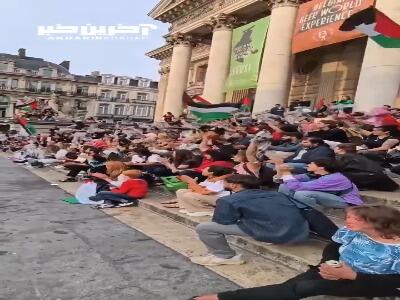 تظاهرات حمایت از فلسطین و غزه در بروکسل، پایتخت بلژیک