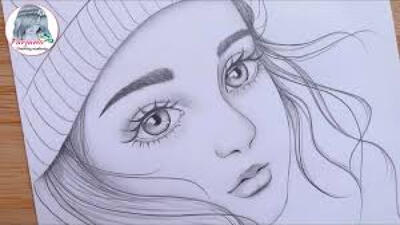 نقاشی با مداد نقاشی زیبای صورت دختر/طراحی دختر