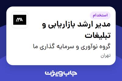 استخدام مدیر ارشد بازاریابی و تبلیغات در گروه نوآوری و سرمایه گذاری ما