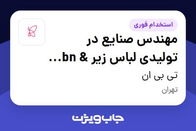 استخدام مهندس صنایع در تولیدی لباس زیر tbn   stylish در تی بی ان