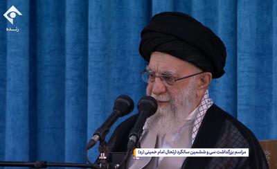 رهبری در حرم امام:   مخالفت صریح با طرح آمریکایی ها در مذاکرات / دفاع از غنی سازی داخلی / (خطاب به امریکا) چرا دخالت می کنید؟ ایران غنی‌سازی داشته باشد یا نداشته باشد، به شما چه؟