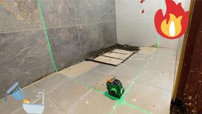 آموزش کاشی کاری کف حمام با شیب بندی اصولی / دیگه آب تو حموم جمع نمیشه