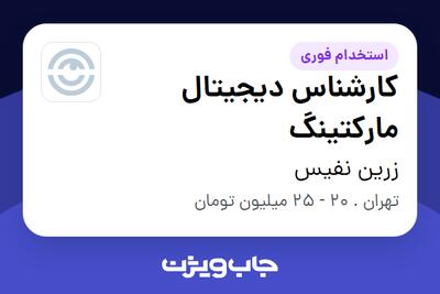 استخدام کارشناس دیجیتال مارکتینگ در زرین نفیس