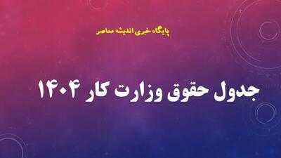 جدول حقوق وزارت کار ۱۴۰۴