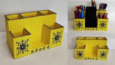 ساخت جا خودکاری رومیزی و پایه تلفن با لوله های کاغذی / کاردستی های کاغذی DIY‏!