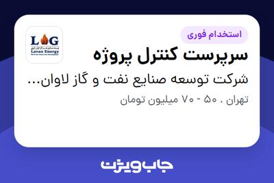 استخدام سرپرست کنترل پروژه در شرکت توسعه صنایع نفت و گاز لاوان انرژی