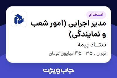 استخدام مدیر اجرایی (امور شعب و نمایندگی) در ستــاد بیمه
