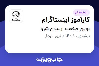 استخدام کارآموز اینستاگرام در نوین صنعت ارسلان شرق
