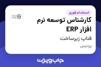 استخدام کارشناس توسعه نرم افزار ERP در فناپ زیرساخت