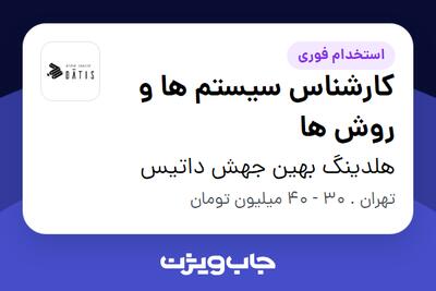 استخدام کارشناس سیستم ها و روش ها در هلدینگ بهین جهش داتیس