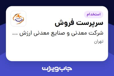 استخدام سرپرست فروش - خانم در شرکت معدنی و صنایع معدنی ارزش آفرین