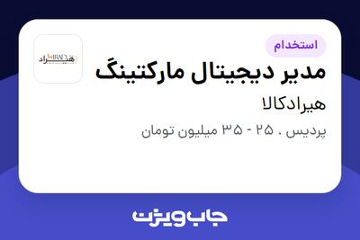 استخدام مدیر دیجیتال مارکتینگ در هیرادکالا