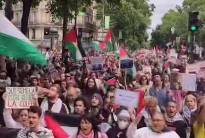 فیلم/ تظاهرات حمایت از فلسطین در فرانسه