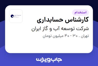 استخدام کارشناس حسابداری در شرکت توسعه آب و گاز ایران