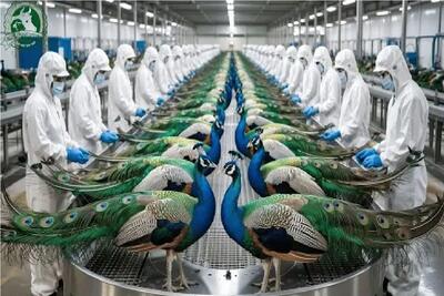 فرآوری طاووس؛ طاووس‌کُشی مدرن صنعتی برای بهره بردن از پرهای رنگین کمانی و گوشت اشرافی