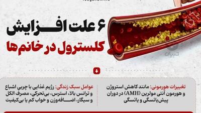 ۶ علت افزایش کلسترول در خانم‌ها