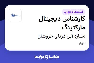 استخدام کارشناس دیجیتال مارکتینگ در ستاره آبی دریای خروشان