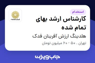 استخدام کارشناس ارشد بهای تمام شده - آقا در هلدینگ ارزش آفرینان فدک