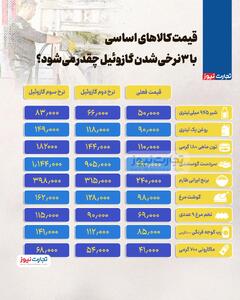 اینفوگرافی/ قیمت کالا‌های اساسی با ۳ نرخی‌شدن گازوئیل چقدر می‌شود؟ | اقتصاد24