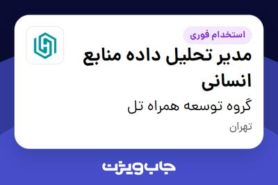 استخدام مدیر تحلیل داده منابع انسانی در گروه توسعه همراه تل