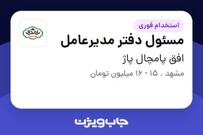 استخدام مسئول دفتر مدیرعامل - خانم در افق پامچال پاژ