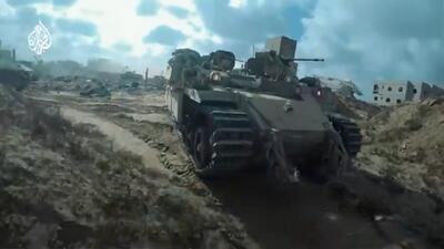 تصاویری از منفجر کردن دو نفربر اسرائیلی توسط رزمندگان القسام