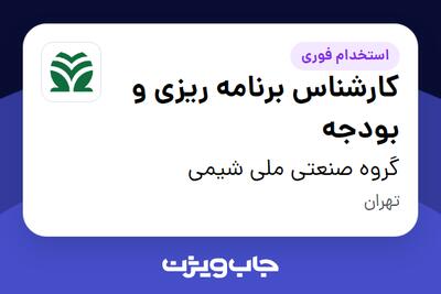 استخدام کارشناس برنامه ریزی و بودجه در گروه صنعتی ملی شیمی
