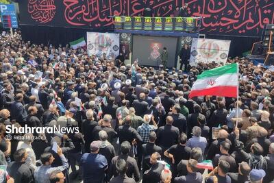 آغاز مراسم تشییع ۱۵ شهید حملات رژیم غاصب صهیونی به کشور، در مشهد (۶ تیر ۱۴۰۴) + فیلم و تصاویر