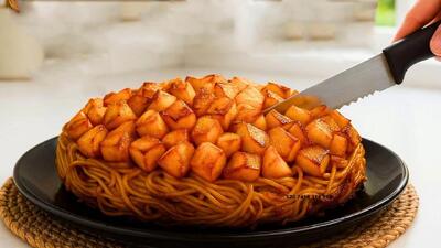 طرز تهیه ته دیگ سیب زمینی نگینی برای ماکارونی