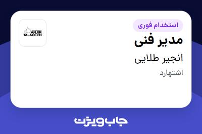 استخدام مدیر فنی - آقا در انجیر طلایی