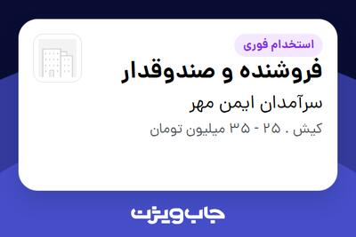 استخدام فروشنده و صندوقدار - خانم در سرآمدان ایمن مهر