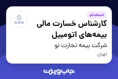 استخدام کارشناس خسارت مالی بیمه‌های اتومبیل - آقا در شرکت بیمه تجارت نو