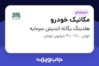 استخدام مکانیک خودرو - آقا در هلدینگ یگانه اندیش سرمایه