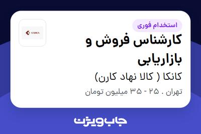 استخدام کارشناس فروش و بازاریابی - خانم در کانکا ( کالا نهاد کارن)