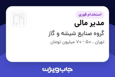 استخدام مدیر مالی - آقا در گروه صنایع شیشه و گاز