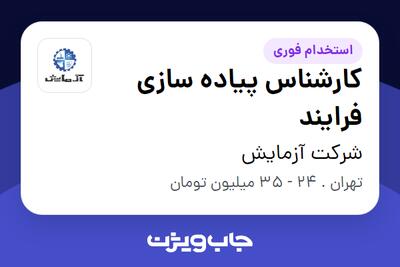 استخدام کارشناس پیاده سازی فرایند در شرکت آزمایش