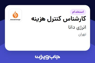 استخدام کارشناس کنترل هزینه در انرژی دانا