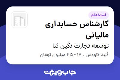 استخدام کارشناس حسابداری مالیاتی در توسعه تجارت نگین ثنا