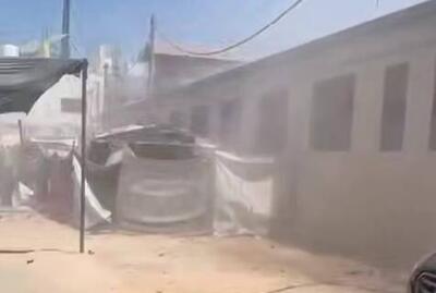 فیلم/ لحظه اولیه حمله صهیونیست‌ها به چادر آوارگان در دیرالبلح