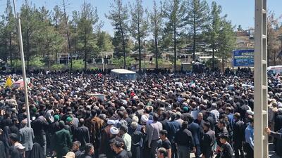 اقامه نماز بر پیکر دو شهید اقتدار ایران در بیرجند