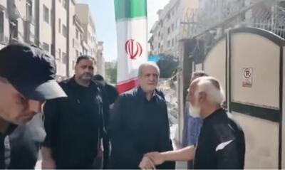 تصاویر حضور پزشکیان در ساختمان‌های مسکونی تخریب شده توسط رژیم صهیونیستی + فیلم
