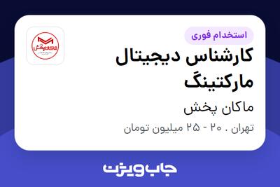 استخدام کارشناس دیجیتال مارکتینگ - خانم در ماکان پخش