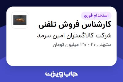 استخدام کارشناس فروش تلفنی در شرکت کالاگستران امین سرمد